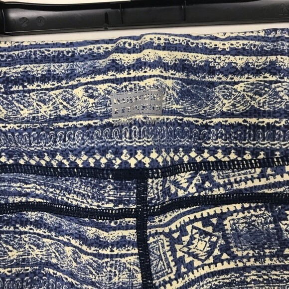 Hardcore Fitness Bootcamp Leggings Mid Hi Rise- Blue & Tan Diamonds- Size Medium - Picture 2 of 4